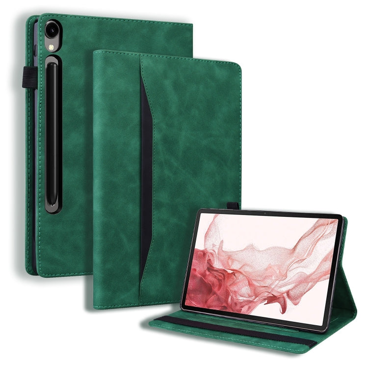 For Samsung Galaxy Tab S9 / S8 / S7 Splicing Shockproof Smart Leather Tablet Case(Green) - Galaxy Tab S9 Cases by PMC Jewellery | Online Shopping South Africa | PMC Jewellery | Buy Now Pay Later Mobicred