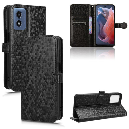 For Motorola Moto G Play 4G 2024 Honeycomb Dot Texture Leather Phone Case(Black) - Motorola Cases by PMC Jewellery | Online Shopping South Africa | PMC Jewellery | Buy Now Pay Later Mobicred