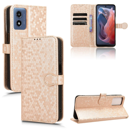 For Motorola Moto G Play 4G 2024 Honeycomb Dot Texture Leather Phone Case(Gold) - Motorola Cases by PMC Jewellery | Online Shopping South Africa | PMC Jewellery | Buy Now Pay Later Mobicred