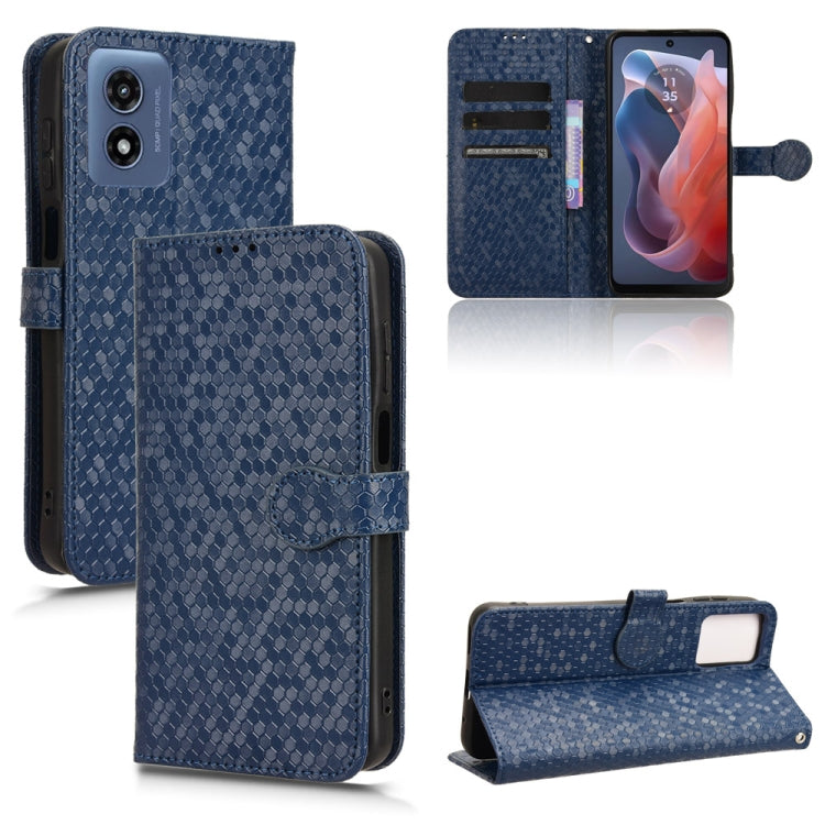 For Motorola Moto G Play 4G 2024 Honeycomb Dot Texture Leather Phone Case(Blue) - Motorola Cases by PMC Jewellery | Online Shopping South Africa | PMC Jewellery | Buy Now Pay Later Mobicred