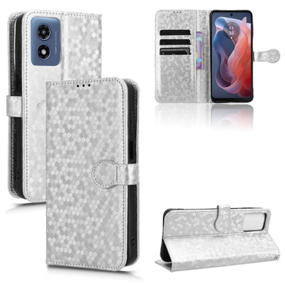 For Motorola Moto G Play 4G 2024 Honeycomb Dot Texture Leather Phone Case(Silver) - Motorola Cases by PMC Jewellery | Online Shopping South Africa | PMC Jewellery | Buy Now Pay Later Mobicred