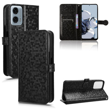 For Motorola Moto G Power 5G 2024 Honeycomb Dot Texture Leather Phone Case(Black) - Motorola Cases by PMC Jewellery | Online Shopping South Africa | PMC Jewellery | Buy Now Pay Later Mobicred