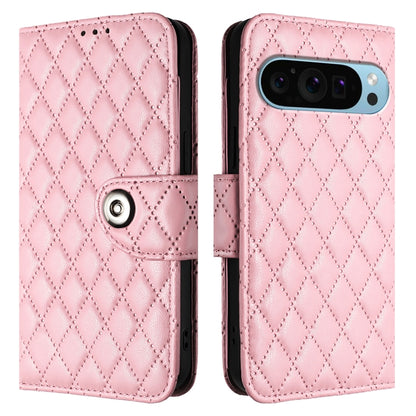 For Google Pixel 9 Pro XL Rhombic Texture Flip Leather Phone Case with Lanyard(Pink) - Google Cases by PMC Jewellery | Online Shopping South Africa | PMC Jewellery | Buy Now Pay Later Mobicred