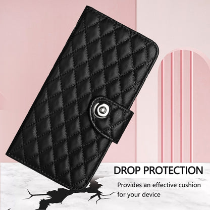 For Honor Magic6 Pro Rhombic Texture Flip Leather Phone Case with Lanyard(Black) - Honor Cases by PMC Jewellery | Online Shopping South Africa | PMC Jewellery | Buy Now Pay Later Mobicred