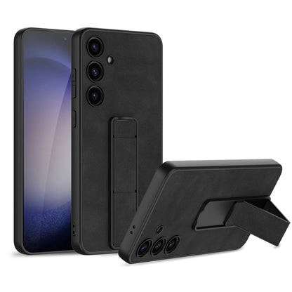 For Samsung Galaxy S24+ 5G GKK Skin Feel Frosted Leather Fold Holder Phone Case(Black) - Galaxy S24+ 5G Cases by GKK | Online Shopping South Africa | PMC Jewellery | Buy Now Pay Later Mobicred