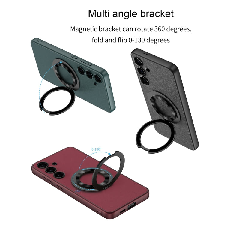 For Samsung Galaxy S24 5G GKK Skin Feel Leather MagSafe Magnetic Phone Case with Holder(Green) - Galaxy S24 5G Cases by GKK | Online Shopping South Africa | PMC TechLife | Buy Now Pay Later Mobicred