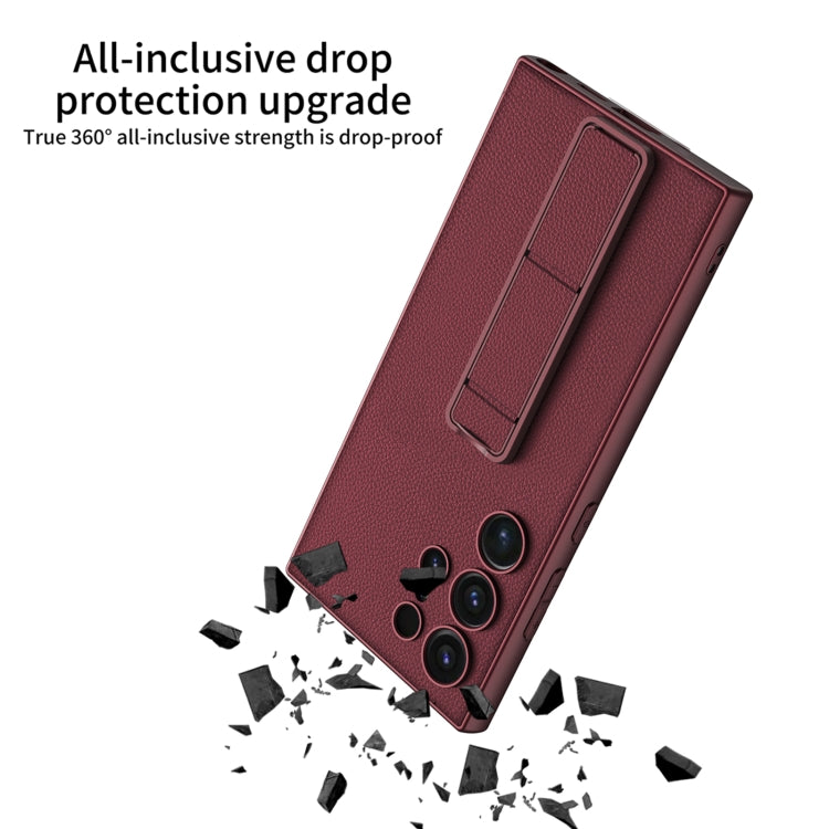 For Samsung Galaxy S24 Ultra 5G GKK Skin Feel Leather Fold Holder Phone Case(Carbon Fiber Texture) - free shipping - PMC Jewellery - Order now!