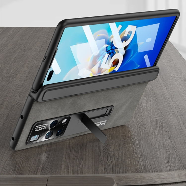 For Huawei Mate X2 GKK Integrated Frosted Fold Hinge Privacy Leather Phone Case with Holder(Grey) - free shipping - PMC Jewellery - Order now!