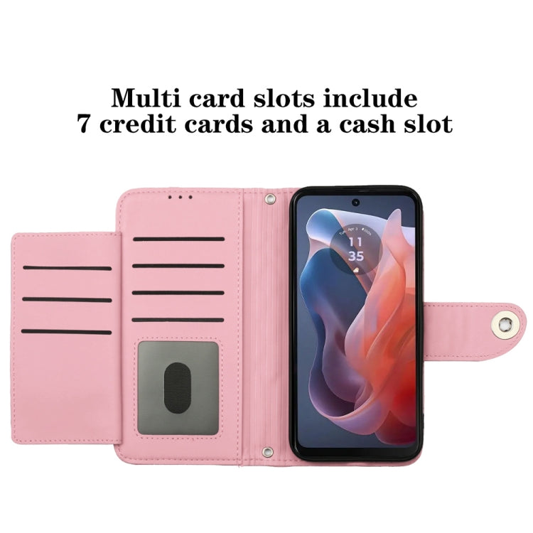 For Motorola Moto G Play 4G 2024 Rhombic Texture Flip Leather Phone Case with Lanyard(Pink) - free shipping - PMC Jewellery - Order now!