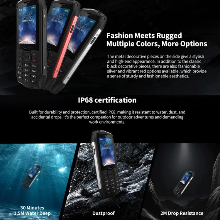 HAMTOD H3 Rugged Phone, EU Version, 2.8 inch T107 ARM CortexTM A7 Quad-core 1.0GHz, Network: 4G, VoLTE, BT, SOS(Black) - free shipping - PMC TechLife - Order now!