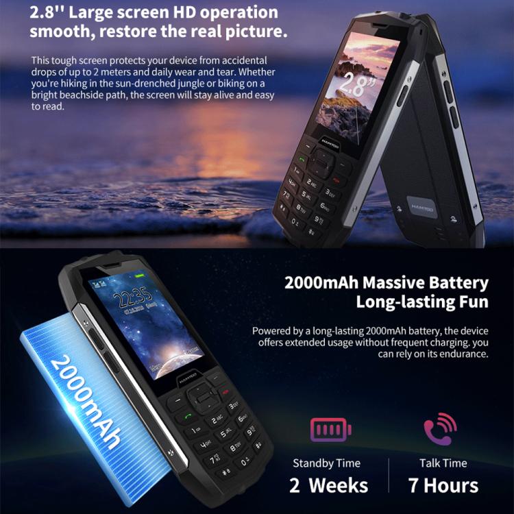 HAMTOD H3 Rugged Phone, EU Version, 2.8 inch T107 ARM CortexTM A7 Quad-core 1.0GHz, Network: 4G, VoLTE, BT, SOS(Black) - free shipping - PMC TechLife - Order now!
