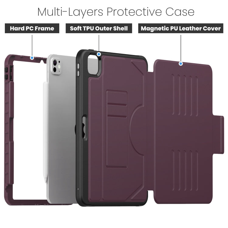 For iPad Pro 11 2024 Notebook Magnetic Leather Tablet Case(Purple) - iPad Pro 11 2024 Cases by PMC TechLife | Online Shopping South Africa | PMC TechLife | Buy Now Pay Later Mobicred