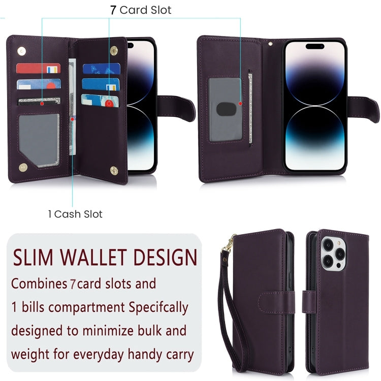 For iPhone 16 Pro Multi-Card Wallet RFID Leather Phone Case(Dark Purple) - iPhone 16 Pro Cases by PMC Jewellery | Online Shopping South Africa | PMC Jewellery | Buy Now Pay Later Mobicred