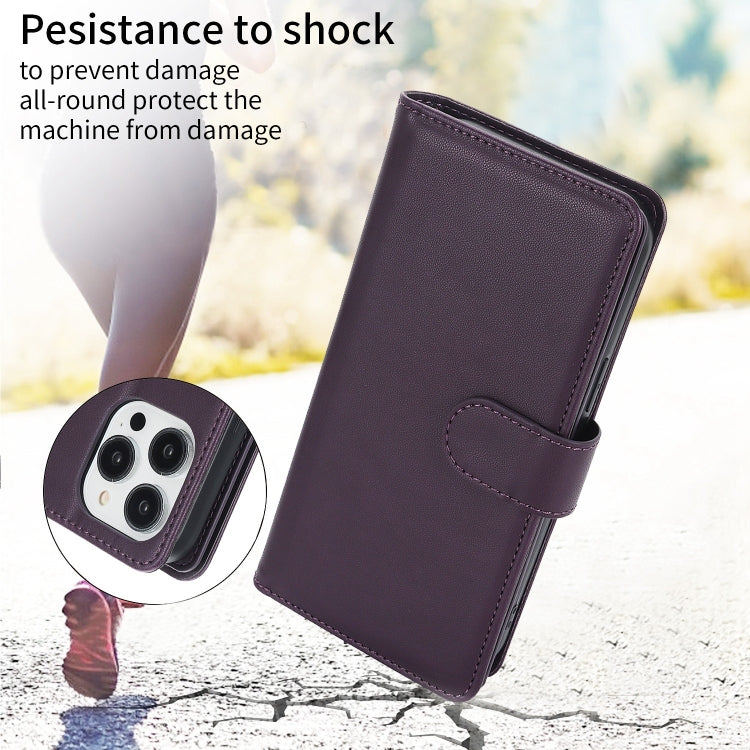 For iPhone 16 Pro Multi-Card Wallet RFID Leather Phone Case(Dark Purple) - iPhone 16 Pro Cases by PMC Jewellery | Online Shopping South Africa | PMC Jewellery | Buy Now Pay Later Mobicred