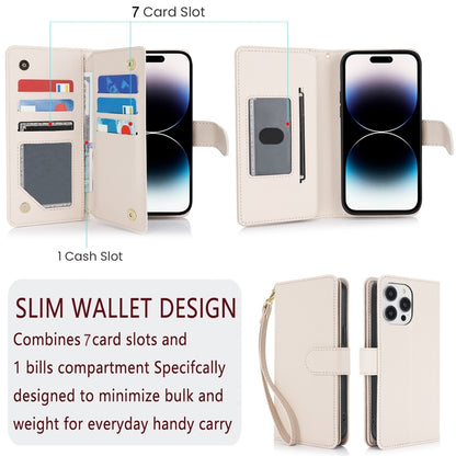 For iPhone 16 Multi-Card Wallet RFID Leather Phone Case(Apricot) - iPhone 16 Cases by PMC Jewellery | Online Shopping South Africa | PMC Jewellery | Buy Now Pay Later Mobicred