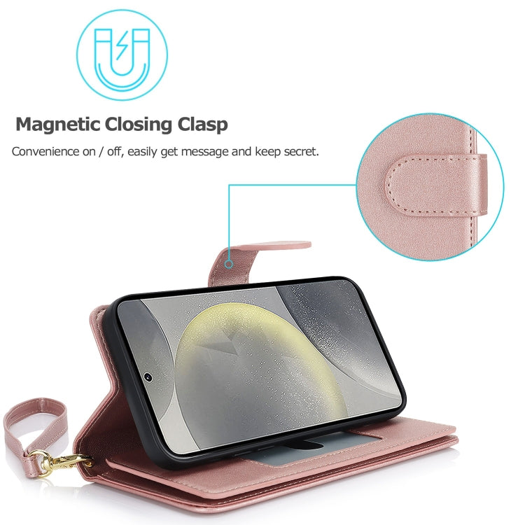 For Samsung Galaxy S24+ / S25+ 5G Multi-Card Wallet RFID Leather Phone Case(Rose Gold) - Galaxy S24+ 5G Cases by PMC TechLife | Online Shopping South Africa | PMC TechLife | Buy Now Pay Later Mobicred