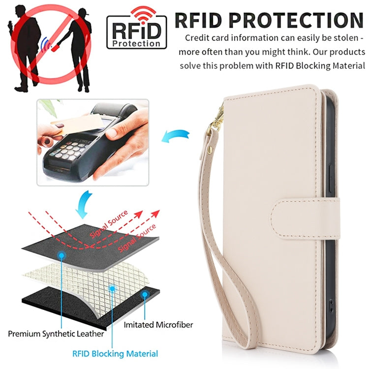 For Samsung Galaxy S24+ / S25+ 5G Multi-Card Wallet RFID Leather Phone Case(Apricot) - Galaxy S24+ 5G Cases by PMC TechLife | Online Shopping South Africa | PMC TechLife | Buy Now Pay Later Mobicred
