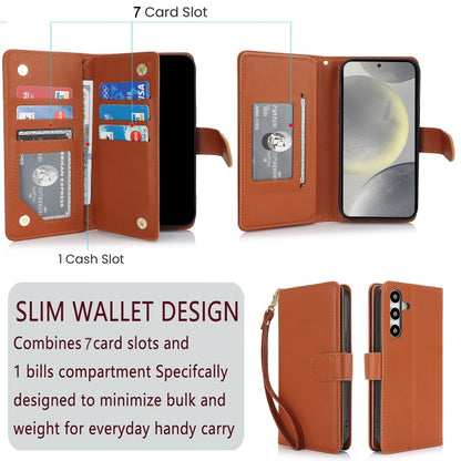 For Samsung Galaxy S24+ / S25+ 5G Multi-Card Wallet RFID Leather Phone Case(Brown) - Galaxy S24+ 5G Cases by PMC Jewellery | Online Shopping South Africa | PMC Jewellery | Buy Now Pay Later Mobicred