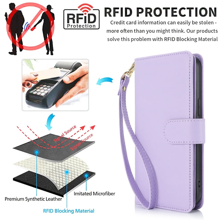 For Samsung Galaxy S24 / S25 5G Multi-Card Wallet RFID Leather Phone Case(Light Purple) - Galaxy S24 5G Cases by PMC TechLife | Online Shopping South Africa | PMC TechLife | Buy Now Pay Later Mobicred