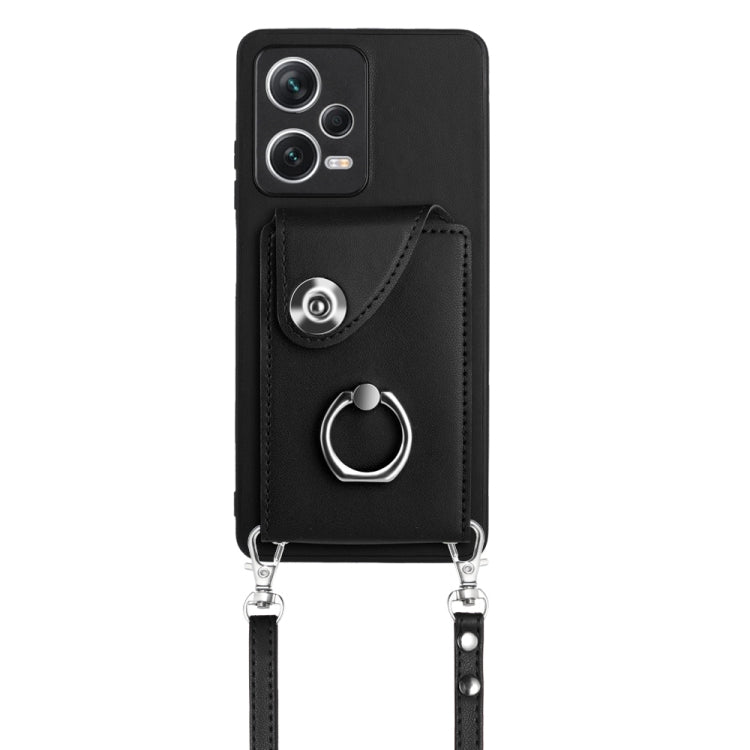 For Xiaomi Redmi Note 12 Pro 5G Global Organ Card Bag Ring Holder Phone Case with Long Lanyard(Black) - Xiaomi Cases by PMC TechLife | Online Shopping South Africa | PMC TechLife | Buy Now Pay Later Mobicred