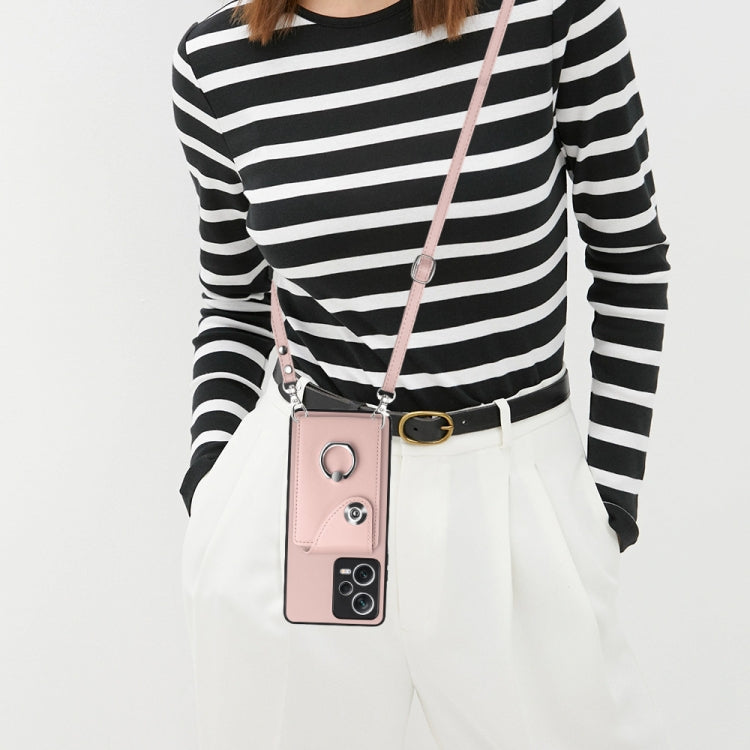 For Xiaomi Redmi Note 12 Pro+ 5G Global Organ Card Bag Ring Holder Phone Case with Long Lanyard(Pink) - Xiaomi Cases by PMC TechLife | Online Shopping South Africa | PMC TechLife | Buy Now Pay Later Mobicred