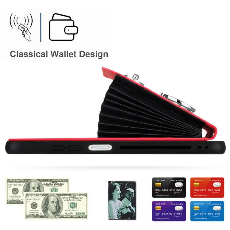 For Xiaomi Redmi Note 12 5G Global Organ Card Bag Ring Holder Phone Case with Long Lanyard(Red) - Xiaomi Cases by PMC TechLife | Online Shopping South Africa | PMC TechLife | Buy Now Pay Later Mobicred
