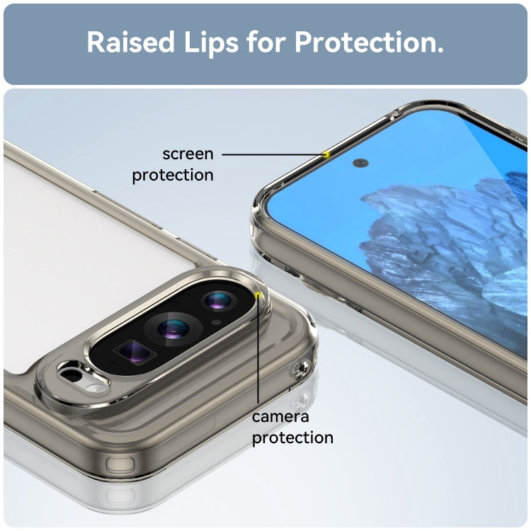 For Google Pixel 9 Colorful Series Acrylic Hybrid TPU Phone Case(Transparent Grey) - Google Cases by PMC TechLife | Online Shopping South Africa | PMC TechLife | Buy Now Pay Later Mobicred