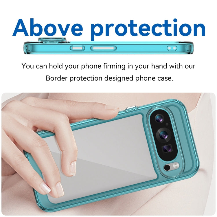 For Google Pixel 9 Colorful Series Acrylic Hybrid TPU Phone Case(Transparent Blue) - Google Cases by PMC TechLife | Online Shopping South Africa | PMC TechLife | Buy Now Pay Later Mobicred