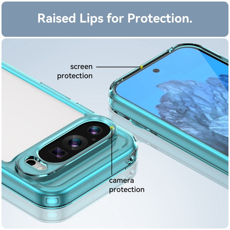 For Google Pixel 9 Colorful Series Acrylic Hybrid TPU Phone Case(Transparent Blue) - Google Cases by PMC TechLife | Online Shopping South Africa | PMC TechLife | Buy Now Pay Later Mobicred