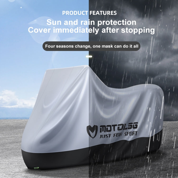 MOTOLSG Motorcycle Waterproof Sunproof Dustproof Thickening Cover, Size:L(Silver) - Raincoat by MOTOLSG | Online Shopping South Africa | PMC Jewellery | Buy Now Pay Later Mobicred