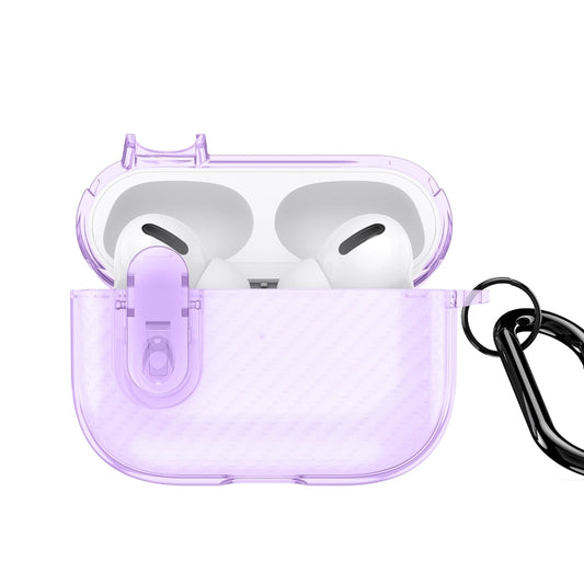 For AirPods Pro DUX DUCIS PECK Series Split Transparent Carbon Fiber Earphone Case(Purple) - For AirPods Pro by DUX DUCIS | Online Shopping South Africa | PMC Jewellery | Buy Now Pay Later Mobicred