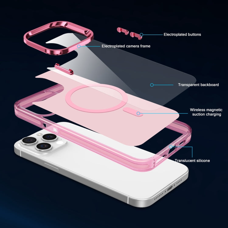 For iPhone 15 Pro Max Electroplated IMD Magsafe PC Hybrid TPU Phone Case(Pink) - iPhone 15 Pro Max Cases by PMC Jewellery | Online Shopping South Africa | PMC Jewellery