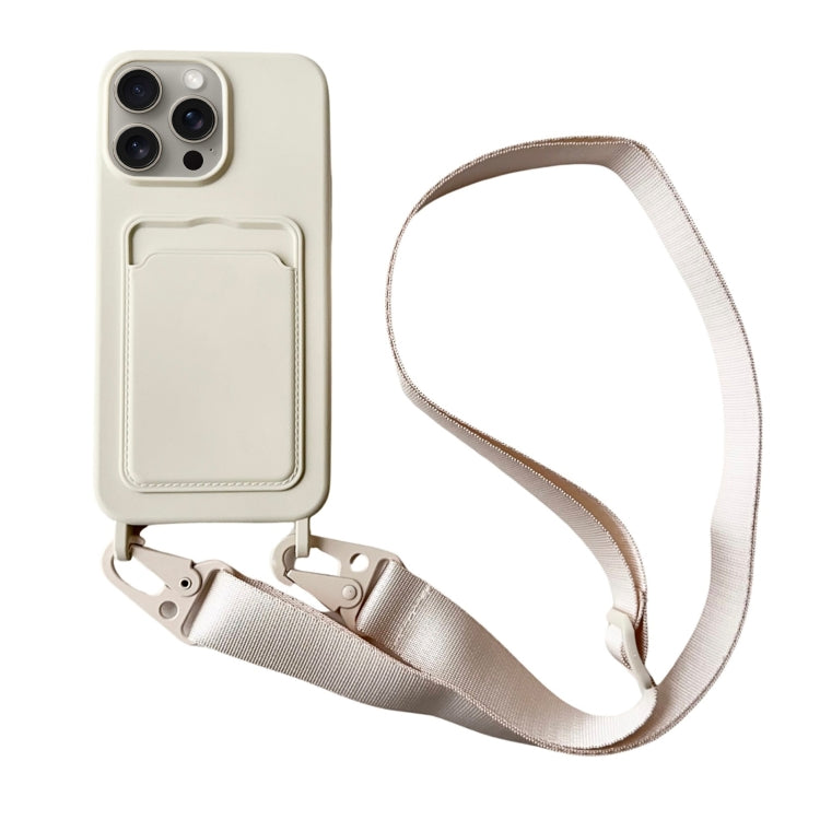 For iPhone 16 Pro Max Card Slot Liquid Silicone Phone Case with Lanyard(White) - iPhone 16 Pro Max Cases by PMC Jewellery | Online Shopping South Africa | PMC Jewellery | Buy Now Pay Later Mobicred