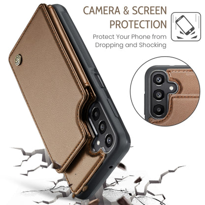 For Samsung Galaxy A15 CaseMe C22 Litchi Texture RFID Anti-theft Leather Phone Case(Brown) - Galaxy Phone Cases by CaseMe | Online Shopping South Africa | PMC Jewellery | Buy Now Pay Later Mobicred