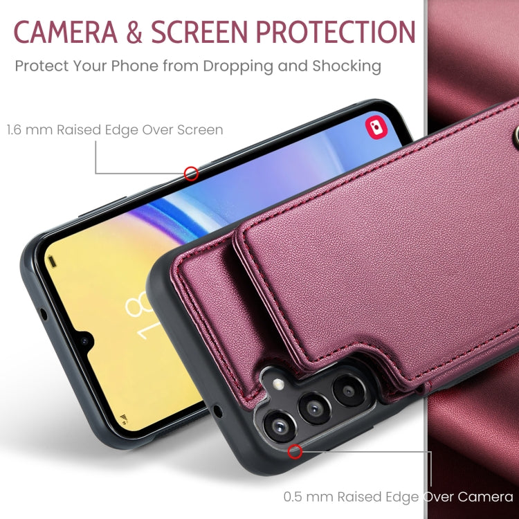 For Samsung Galaxy A15 CaseMe C22 Litchi Texture RFID Anti-theft Leather Phone Case(Wine Red) - Galaxy Phone Cases by CaseMe | Online Shopping South Africa | PMC Jewellery | Buy Now Pay Later Mobicred