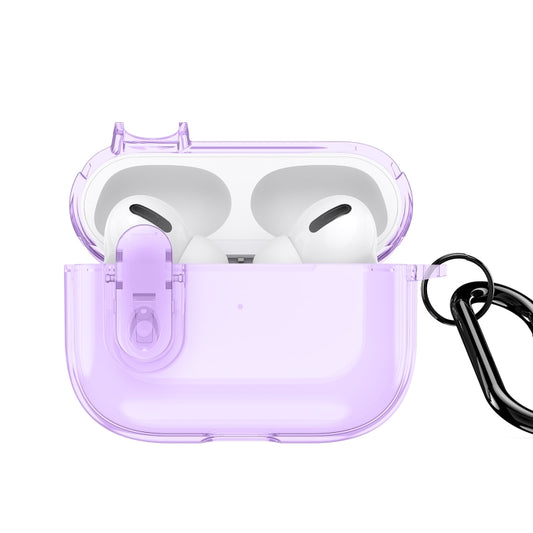 For AirPods Pro 2 DUX DUCIS PECL Series Split Transparent Earphone Case with Hook(Purple) - For AirPods Pro 2 by DUX DUCIS | Online Shopping South Africa | PMC Jewellery | Buy Now Pay Later Mobicred