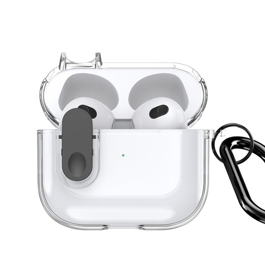 For AirPods 3 DUX DUCIS PECL Series Split Transparent Earphone Case with Hook(Transparent Black) - For AirPods 3 by DUX DUCIS | Online Shopping South Africa | PMC Jewellery | Buy Now Pay Later Mobicred