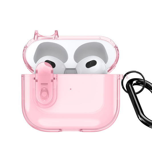 For AirPods 3 DUX DUCIS PECL Series Split Transparent Earphone Case with Hook(Pink) - For AirPods 3 by DUX DUCIS | Online Shopping South Africa | PMC Jewellery | Buy Now Pay Later Mobicred