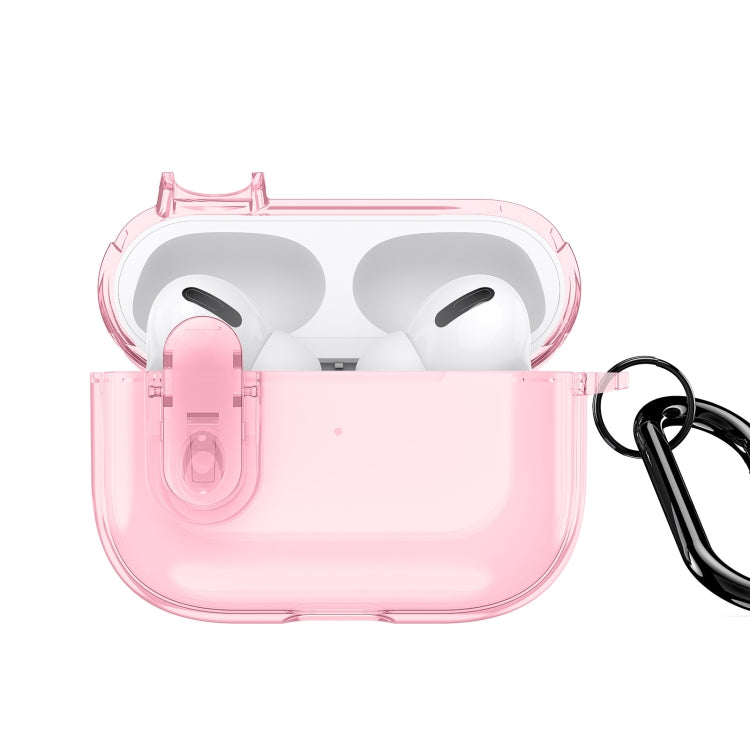 For AirPods Pro DUX DUCIS PECL Series Split Transparent Earphone Case with Hook(Pink) - For AirPods Pro by DUX DUCIS | Online Shopping South Africa | PMC Jewellery | Buy Now Pay Later Mobicred