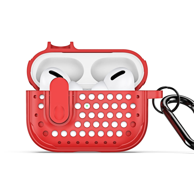 For AirPods Pro 2 DUX DUCIS PECM Series Split Peak Hollow Earphone Case with Hook(Red) - For AirPods Pro 2 by DUX DUCIS | Online Shopping South Africa | PMC Jewellery | Buy Now Pay Later Mobicred