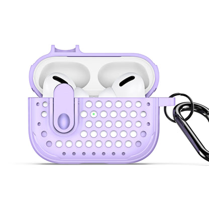 For AirPods Pro DUX DUCIS PECM Series Split Peak Hollow Earphone Case with Hook(Purple) - For AirPods Pro by DUX DUCIS | Online Shopping South Africa | PMC Jewellery | Buy Now Pay Later Mobicred