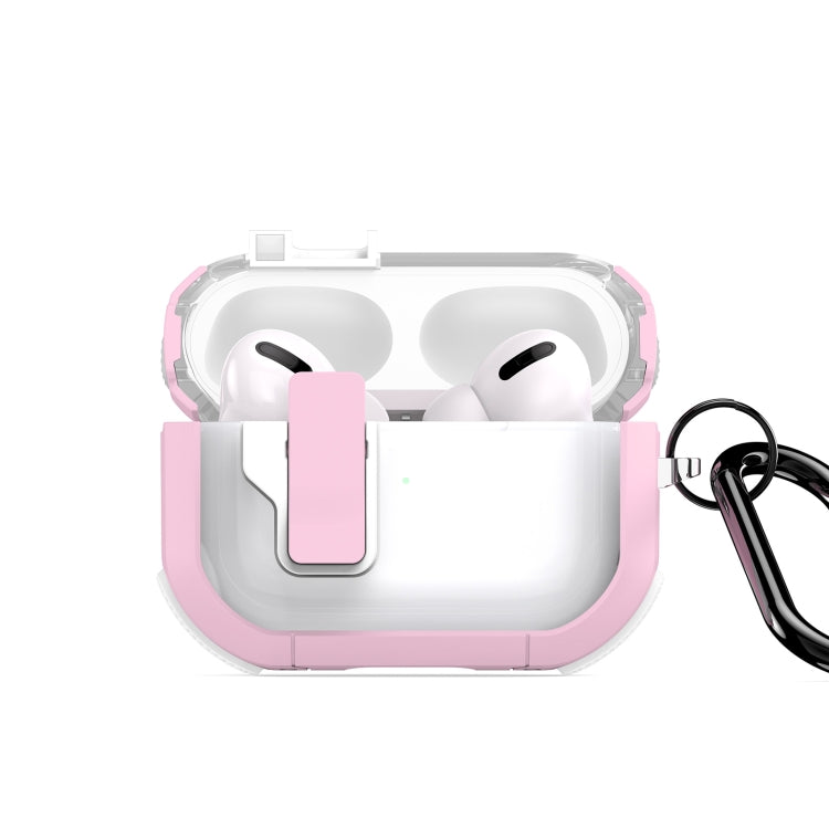 For AirPods Pro 2 DUX DUCIS PECN Series Split Two-color Transparent Earphone Case with Hook(Pink White) - For AirPods Pro 2 by DUX DUCIS | Online Shopping South Africa | PMC Jewellery | Buy Now Pay Later Mobicred