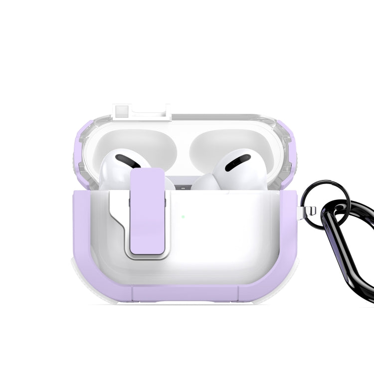 For AirPods Pro 2 DUX DUCIS PECN Series Split Two-color Transparent Earphone Case with Hook(Purple White) - For AirPods Pro 2 by DUX DUCIS | Online Shopping South Africa | PMC Jewellery | Buy Now Pay Later Mobicred