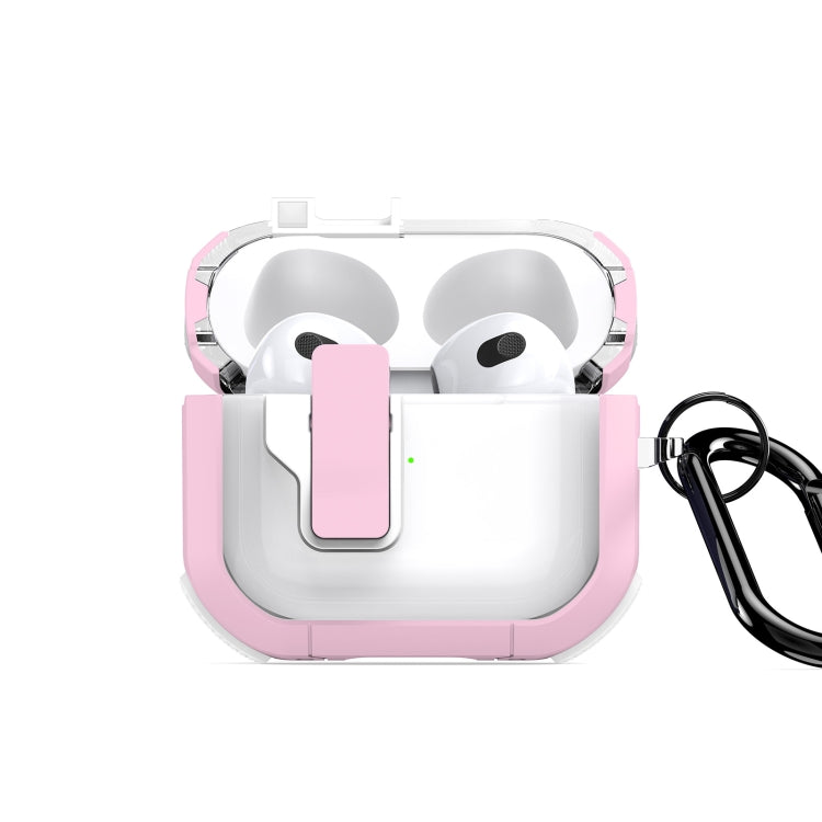 For AirPods 3 DUX DUCIS PECN Series Split Two-color Transparent Earphone Case with Hook(Pink White) - For AirPods 3 by DUX DUCIS | Online Shopping South Africa | PMC Jewellery | Buy Now Pay Later Mobicred