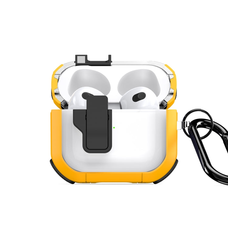 For AirPods 3 DUX DUCIS PECN Series Split Two-color Transparent Earphone Case with Hook(Yellow Black) - For AirPods 3 by DUX DUCIS | Online Shopping South Africa | PMC Jewellery | Buy Now Pay Later Mobicred