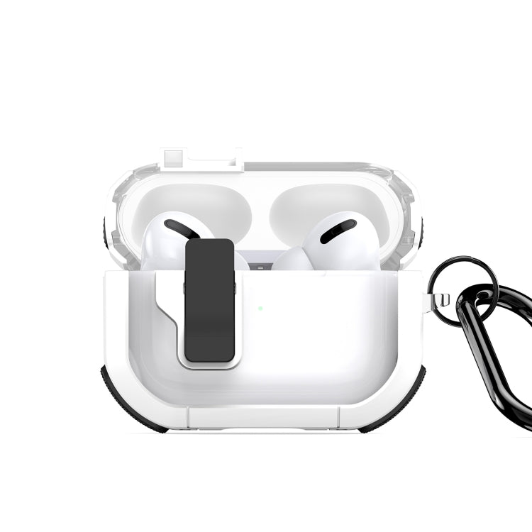 For AirPods Pro DUX DUCIS PECN Series Split Two-color Transparent Earphone Case with Hook(White Black) - For AirPods Pro by DUX DUCIS | Online Shopping South Africa | PMC Jewellery | Buy Now Pay Later Mobicred