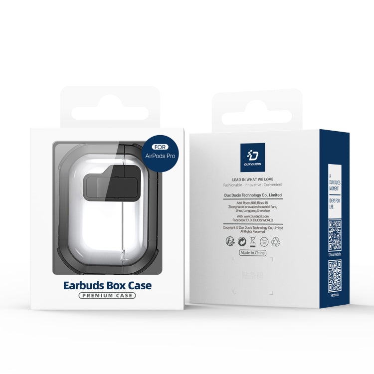 For AirPods 1/2 DUX DUCIS PECN Series Split Two-color Transparent Earphone Case with Hook(White) - For AirPods 1/2 by DUX DUCIS | Online Shopping South Africa | PMC Jewellery | Buy Now Pay Later Mobicred