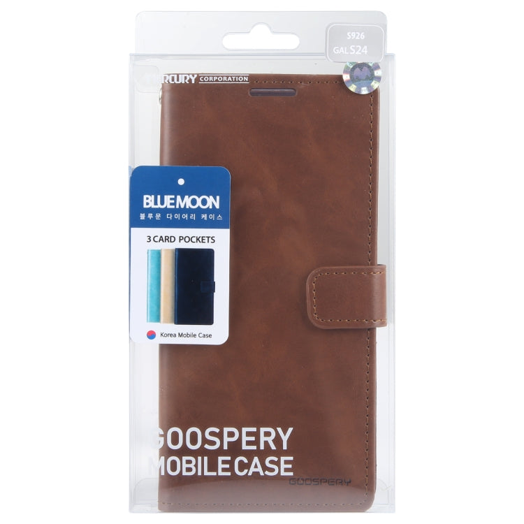 For Samsung Galaxy S24 5G GOOSPERY BLUE MOON Crazy Horse Texture Leather Phone Case(Brown) - Galaxy S24 5G Cases by GOOSPERY | Online Shopping South Africa | PMC Jewellery | Buy Now Pay Later Mobicred