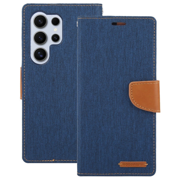 For Samsung Galaxy S24 Ultra 5G GOOSPERY CANVAS DIARY Fabric Texture Flip Leather Phone Case(Navy Blue) - Galaxy S24 Ultra 5G Cases by GOOSPERY | Online Shopping South Africa | PMC Jewellery | Buy Now Pay Later Mobicred