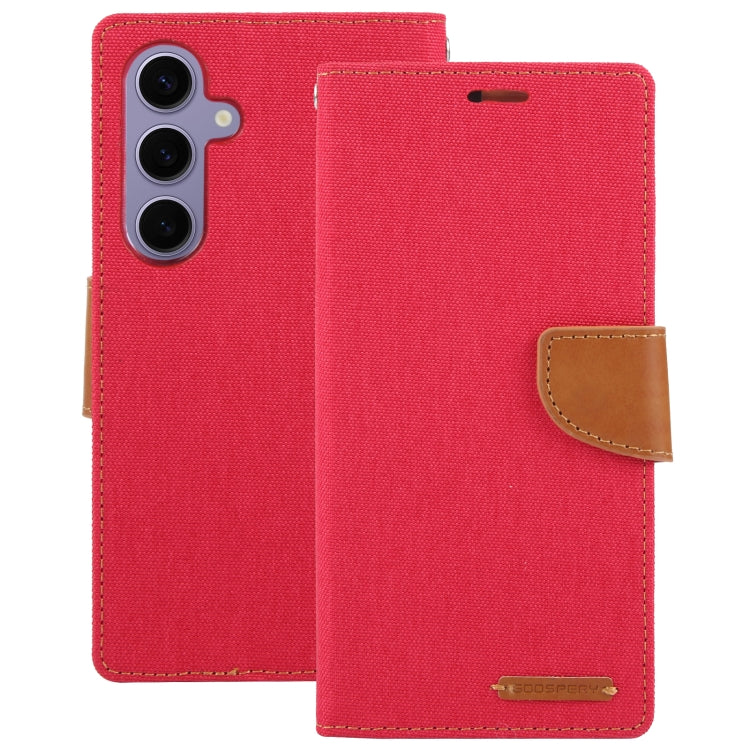 For Samsung Galaxy S24+ 5G GOOSPERY CANVAS DIARY Fabric Texture Flip Leather Phone Case(Red) - Galaxy S24+ 5G Cases by GOOSPERY | Online Shopping South Africa | PMC Jewellery | Buy Now Pay Later Mobicred